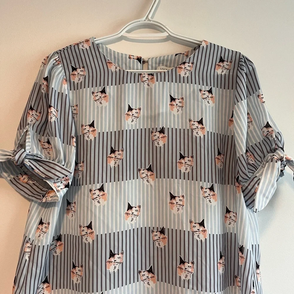 Molly Bracken Lili Sidonia Collection cat print blouse - Picture 9 of 11